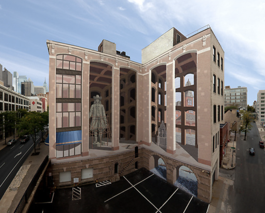 The Philadelphia Design Building (Restoration) (1983). By Richard Haas. Mural Arts Philadelphia Collection. Courtesy: Steve Weinek, Chestnut Place copyright 1983 Richard Haas, 2300 Chestnut Street. Photo by Steve Weinik.
